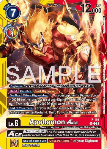 Apollomon ACE (P-191 P), Limited Card Pack -Another Knight- — Digimon card price