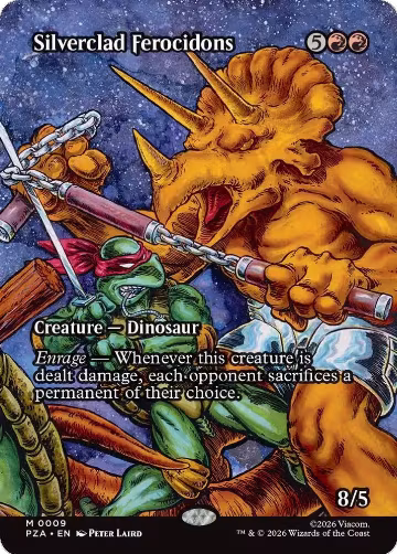 Silverclad Ferocidons (Borderless) (9), Teenage Mutant Ninja Turtles Source Material — Magic card price