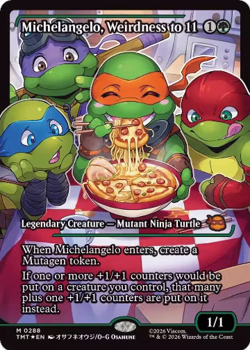 Michelangelo, Weirdness to 11 (Showcase) (288), Teenage Mutant Ninja Turtles — Magic card price