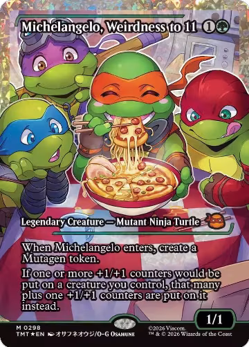 Michelangelo, Weirdness to 11 (Showcase) (Fracture Foil) (298), Teenage Mutant Ninja Turtles — Magic card price