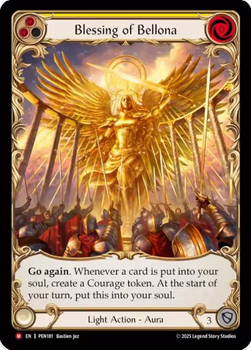 Blessing Of Bellona (Yellow) (Extended Art) (PEN181), Compendium of Rathe — Flesh & Blood card price