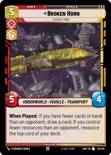 Broken Horn - Vizago's Pride (83/264), A Lawless Time — Star Wars card price
