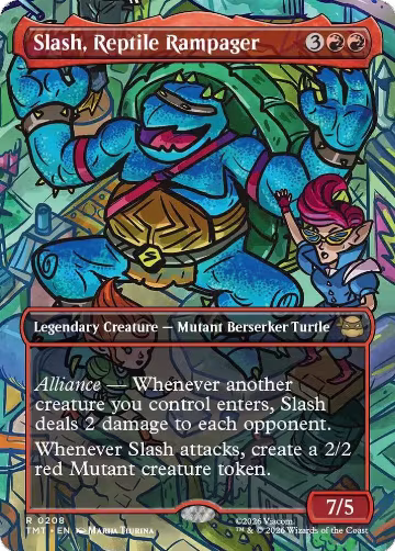 Slash, Reptile Rampager (Borderless) (208), Teenage Mutant Ninja Turtles — Magic card price