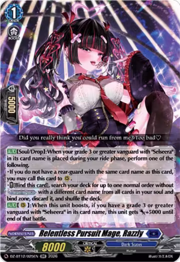 Relentless Pursuit Mage, Razzly (DZ-BT12/025EN), DZ-BT12: Chasm of Lost Souls — Vanguard card price