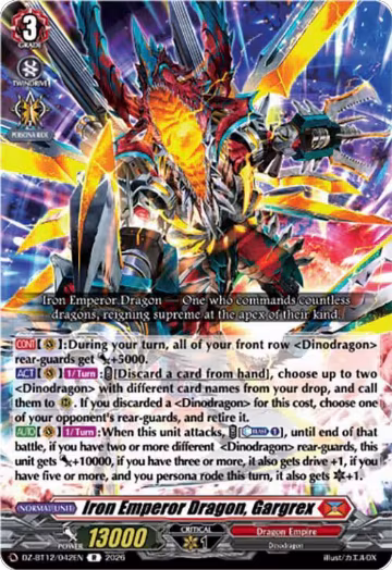 Iron Emperor Dragon, Gargrex (DZ-BT12/042EN), DZ-BT12: Chasm of Lost Souls — Vanguard card price