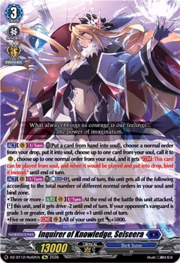 Inquirer of Knowledge, Selseera (DZ-BT12/Re02EN), DZ-BT12: Chasm of Lost Souls — Vanguard card price