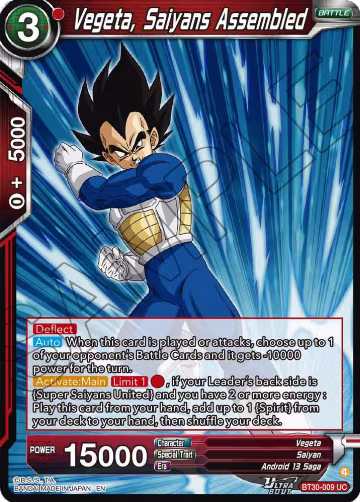 Vegeta, Saiyans Assembled (BT30-009), Three Glorious Fighters — DB Super card price