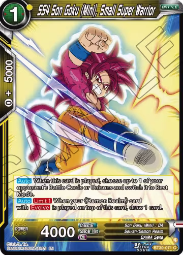 SS4 Son Goku (Mini), Small Super Warrior (BT30-071), Three Glorious Fighters — DB Super card price