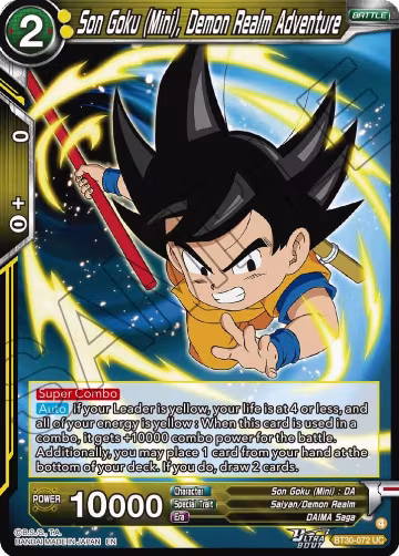Son Goku (Mini), Demon Realm Adventure (BT30-072), Three Glorious Fighters — DB Super card price