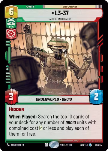 L3-37 - Radical Instigator (63/264), A Lawless Time — Star Wars card price