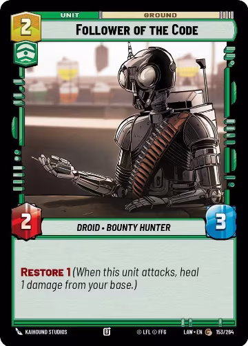 Follower of the Code (153/264), A Lawless Time — Star Wars card price