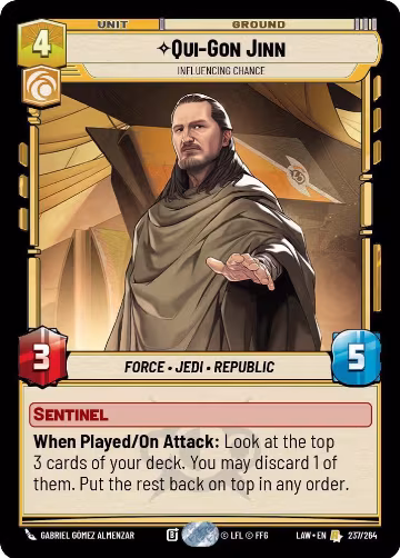 Qui-Gon Jinn - Influencing Chance (237/264), A Lawless Time — Star Wars card price