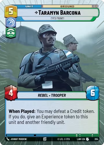 Taramyn Barcona - Eyes Front! (Hyperspace) (304), A Lawless Time — Star Wars card price