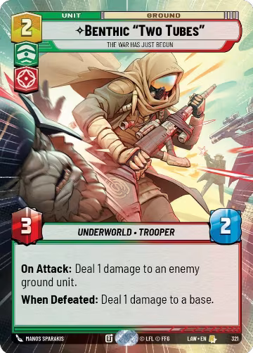 Benthic "Two Tubes" - The War Has Just Begun (Hyperspace) (321), A Lawless Time — Star Wars card price