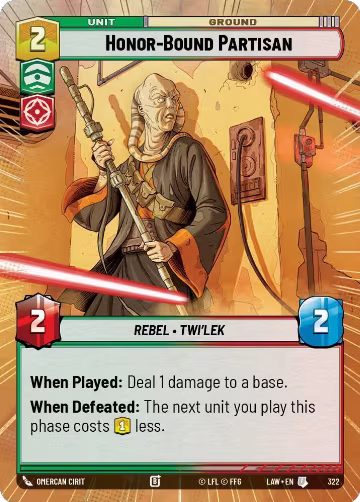 Honor-Bound Partisan (Hyperspace) (322), A Lawless Time — Star Wars card price