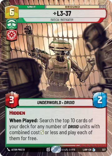L3-37 - Radical Instigator (Hyperspace) (327), A Lawless Time — Star Wars card price