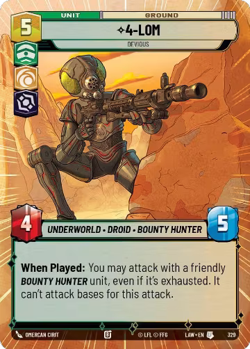 4-LOM - Devious (Hyperspace) (329), A Lawless Time — Star Wars card price