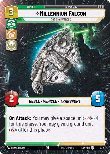 Millennium Falcon - Dodgin Patrols (Hyperspace) (332), A Lawless Time — Star Wars card price