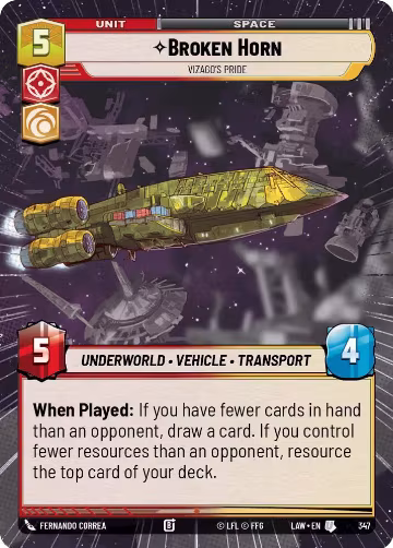 Broken Horn - Vizago's Pride (Hyperspace) (347), A Lawless Time — Star Wars card price