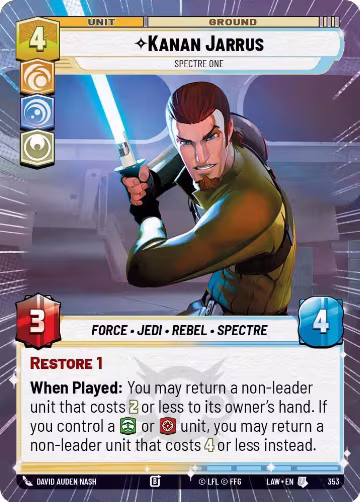 Kanan Jarrus - Spectre One (Hyperspace) (353), A Lawless Time — Star Wars card price
