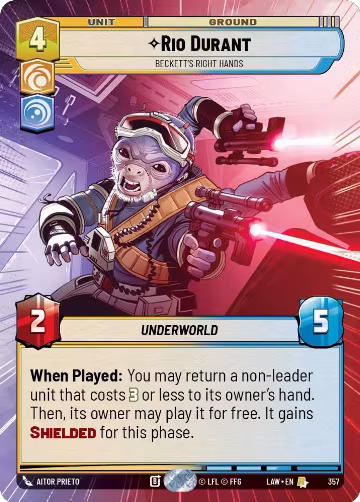 Rio Durant - Beckett's Right Hands (Hyperspace) (357), A Lawless Time — Star Wars card price