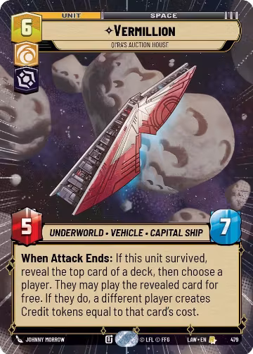 Vermillion - Qi'Ra's Auction House (Hyperspace) (479), A Lawless Time — Star Wars card price