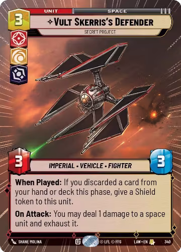 Vult Skerris's Defender - Secret Project (Hyperspace) (340), A Lawless Time — Star Wars card price