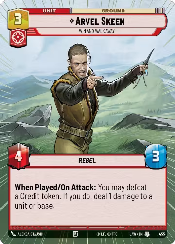Arvel Skeen - Win and Walk Away (Hyperspace) (455), A Lawless Time — Star Wars card price