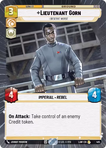 Lieutenant Gorn - I Deserve Worse (Hyperspace) (485), A Lawless Time — Star Wars card price