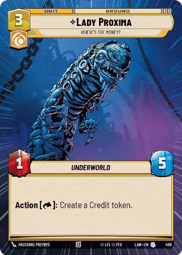 Lady Proxima - Where's the Money? (Hyperspace) (499), A Lawless Time — Star Wars card price