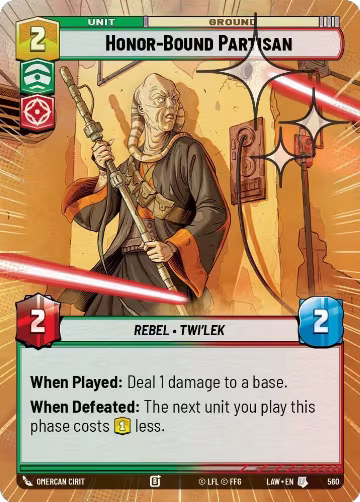 Honor-Bound Partisan (Hyperspace Foil) (560), A Lawless Time — Star Wars card price