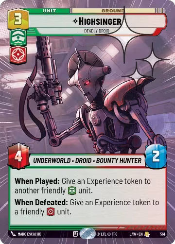 Highsinger - Deadly Droid (Hyperspace Foil) (561), A Lawless Time — Star Wars card price