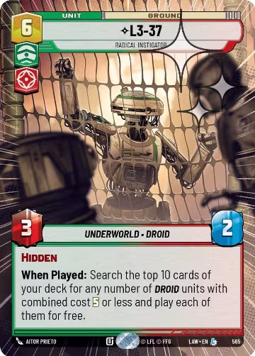 L3-37 - Radical Instigator (Hyperspace Foil) (565), A Lawless Time — Star Wars card price