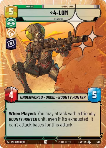 4-LOM - Devious (Hyperspace Foil) (567), A Lawless Time — Star Wars card price