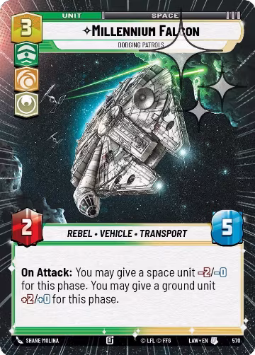 Millennium Falcon - Dodgin Patrols (Hyperspace Foil) (570), A Lawless Time — Star Wars card price