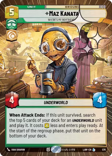 Maz Kanata - Where's My Boyfriend? (Hyperspace Foil) (576), A Lawless Time — Star Wars card price