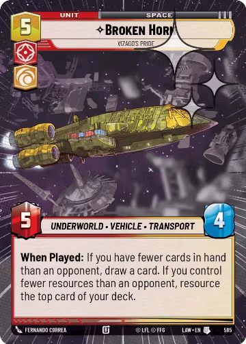 Broken Horn - Vizago's Pride (Hyperspace Foil) (585), A Lawless Time — Star Wars card price