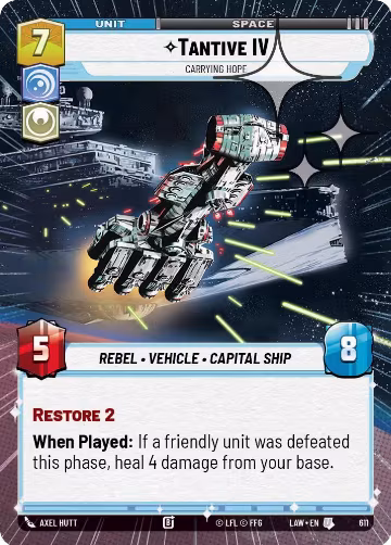 Tantive IV - Carrying Hope (Hyperspace Foil) (611), A Lawless Time — Star Wars card price