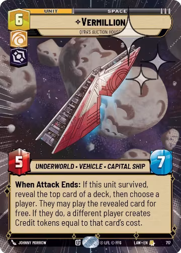 Vermillion - Qi'Ra's Auction House (Hyperspace Foil) (717), A Lawless Time — Star Wars card price