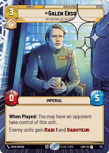Galen Erso - Destroying His Creation (Hyperspace Foil) (735), A Lawless Time — Star Wars card price