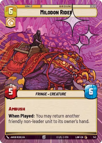 Milodon Rider (Hyperspace Foil) (742), A Lawless Time — Star Wars card price