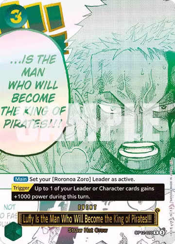 Luffy Is the Man Who Will Become the King of Pirates!!! (Japanese Version 3rd Anniversary Set) (OP12-039), One Piece Promotion Cards — One Piece card price