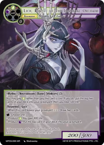 Lich, Pontiff of the Immortal Orchard (MP03-065 MR), Masterpiece Collection 03 "Dimensional Hope" — Force of Will card price