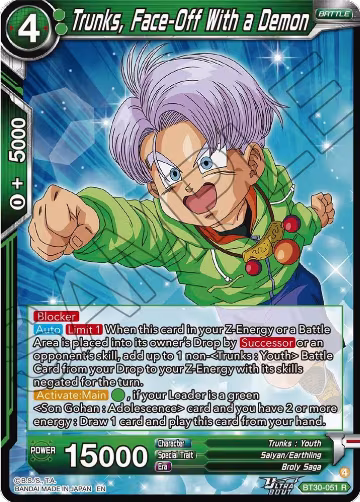 Trunks, Face-Off With a Demon (BT30-051), Three Glorious Fighters — DB Super card price