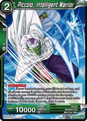 Piccolo, Intelligent Warrior (BT30-052), Three Glorious Fighters — DB Super card price