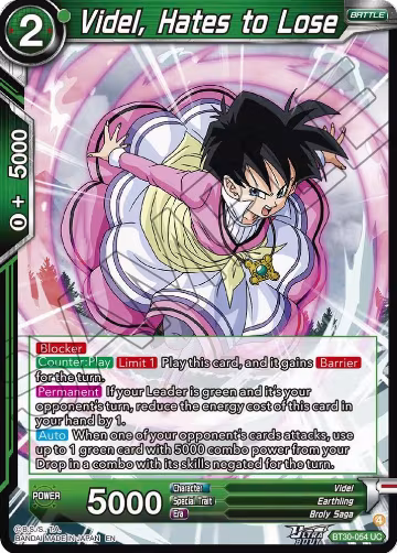 Videl, Hates to Lose (BT30-054), Three Glorious Fighters — DB Super card price