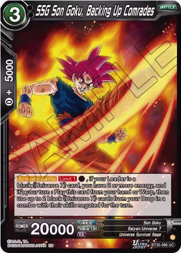 SSG Son Goku, Backing Up Comrades (BT30-086), Three Glorious Fighters — DB Super card price