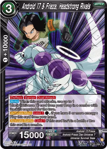Android 17 & Frieza, Headstrong Rivals (BT30-094), Three Glorious Fighters — DB Super card price