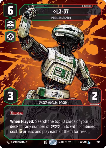 L3-37 - Radical Instigator (Prestige) (790), A Lawless Time — Star Wars card price