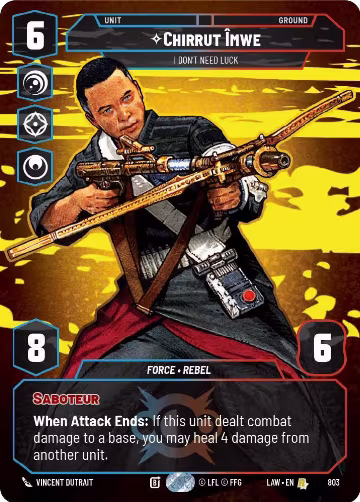 Chirrut Imwe - I Don't Need Luck (Prestige) (803), A Lawless Time — Star Wars card price